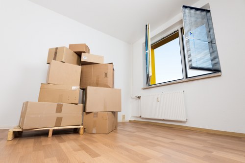 Team preparing office furniture and equipment for a Waterloo relocation
